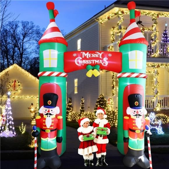 11FT Christmas Inflatable Archway and Guards Decorations with Built-in LED Light - Picture 1 of 6